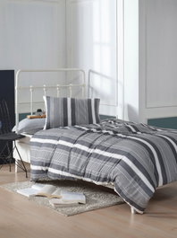 L'essentiel linge de maison Dakar - Black Juego de funda nórdica individual Negro, Gris, Blanco con 2 piezas